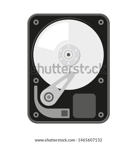 Hard Disk HDD Flat Icon on White Background. Vector