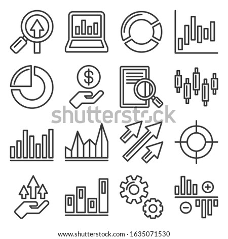 Stock Market Trading Icons Set. Line Style Vector