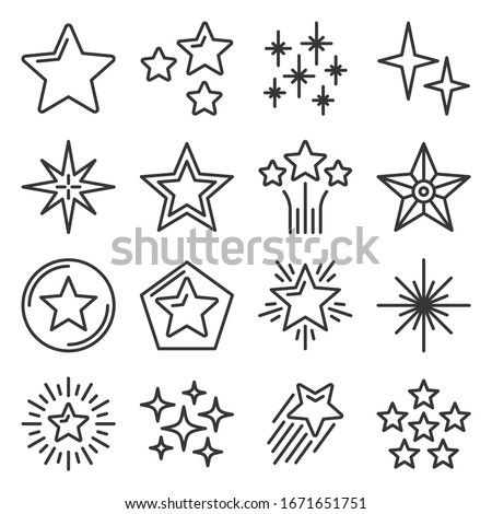 Star Icons Set on White Background. Line Style Vector