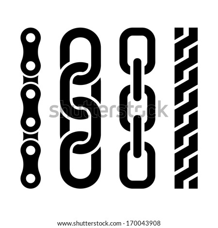 Metal chain parts icons set on white background. Vector.