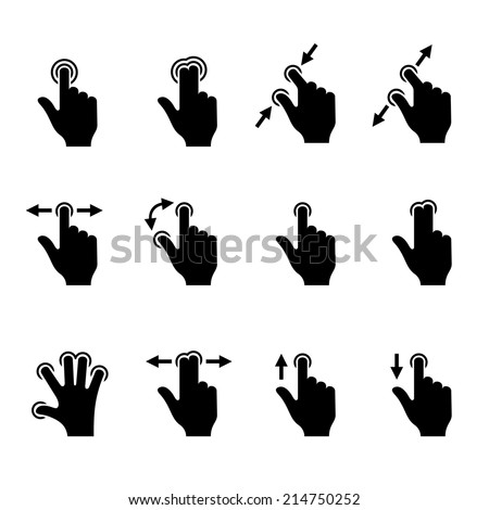 Gesture Icons Set for Mobile Touch Devices. Vector illustration