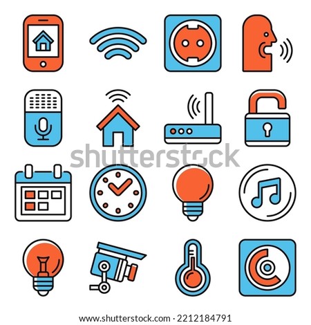 Smart Home Icons Set on White Background. Vector illustration