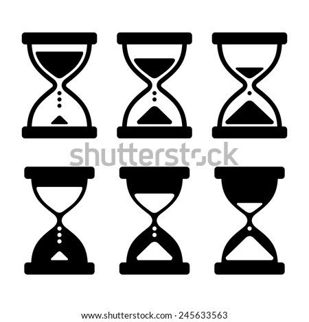 Sand Glass Clock Icons Set. Vector illustration