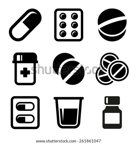 Pills and Capsules Icons Set