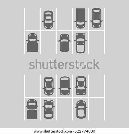 Top View Of Parking Lot. Vector