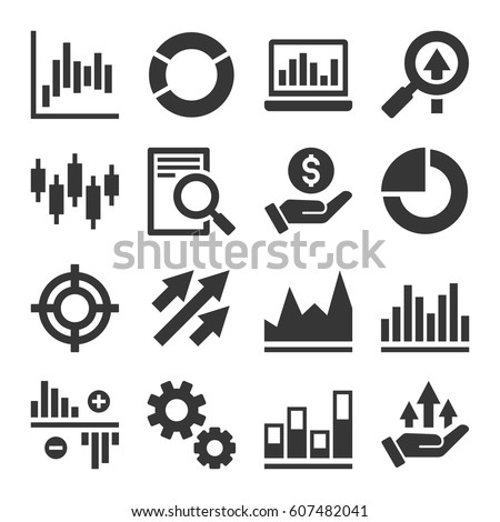 Stock Market Trading Icons Set. Vector