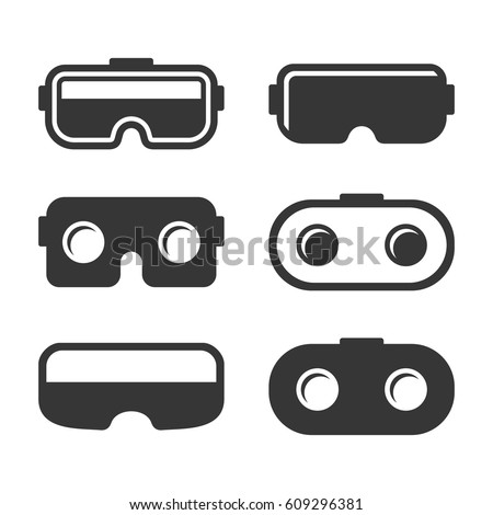 VR Headset Icons Set on White Background. Vector