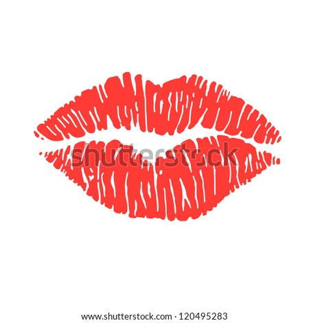 Vector Illustration Of A Woman'S Red Lipstick Marks, From A Kiss ...