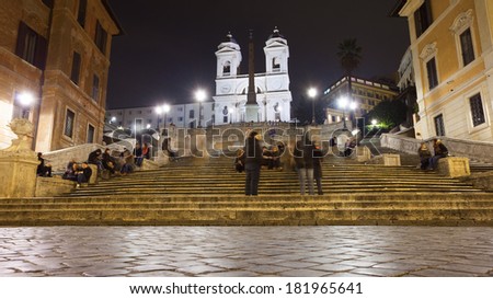 Rome, Italy - March 1, 2013: The steps of Piazza di Spagna, is one of the most famous squares of Rome. It owes its name to the palace of Spain, Embassy of the Iberian been to the Holy See.