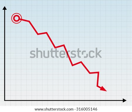 a down trend graph diagram vector illustration with a red line