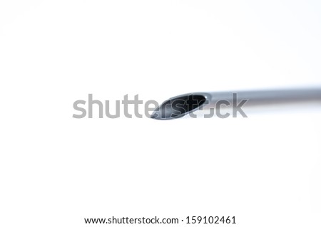 close up of the sharp hypodermic needle