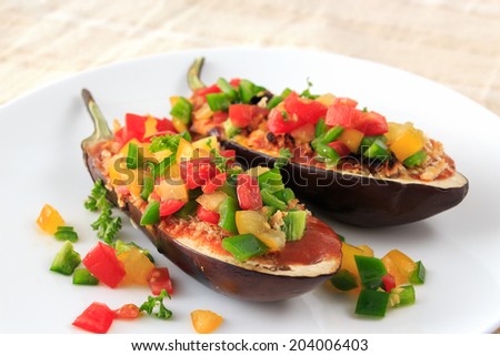 Stuffed eggplant food for vegetarian