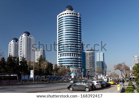 ISTANBUL, TURKEY -DECEMBER 15: Levent district is a rapidly-developing business and finance area of Istanbul with highrises and shopping malls. Taken on December 15, 2013