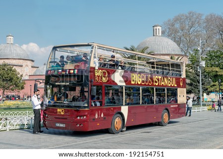 ISTANBUL - APRIL 14: Sight seeing tourist bus \