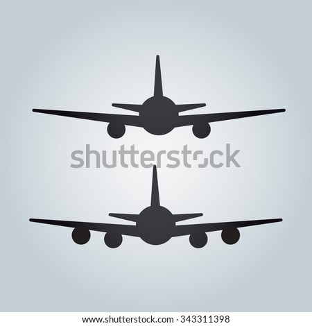 Aircraft or Airplane Icon, Flat Minimal Vector Silhouette on white background