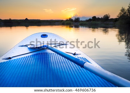 Similar – Image, Stock Photo Paddling on the Chiemsee