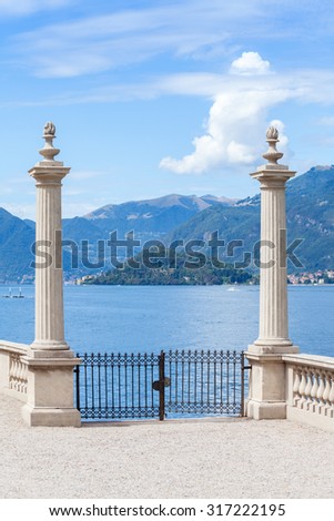 Ancient gate in in the garden terrace of Villa Melzi ,