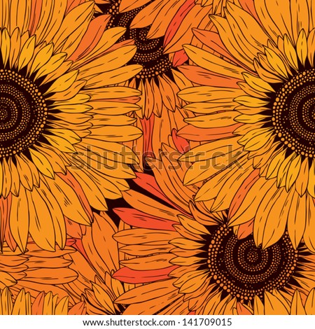 seamless pattern of abstract flowers sunflowers