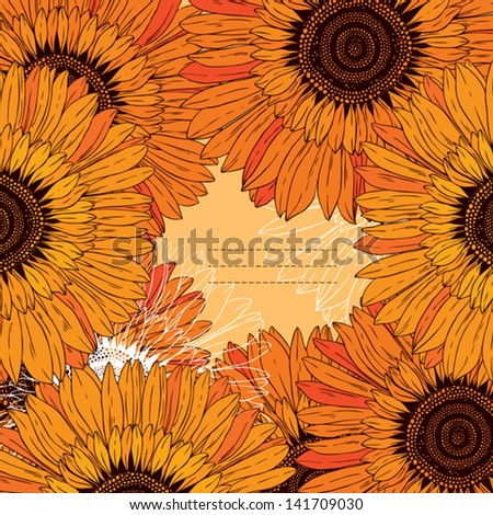 frame of abstract flowers sunflowers