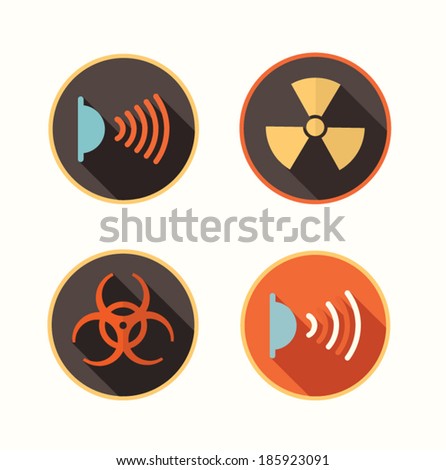 Radioactive, biohazard, infrared camera. flat style