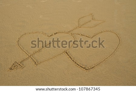 rain drop on sand and love, background