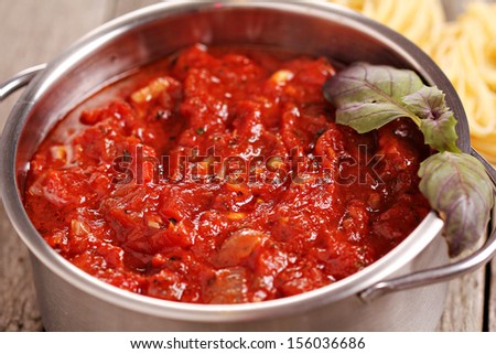 Tomato pasta sauce close up
