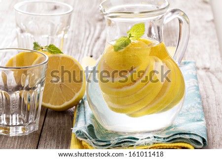 Lemonade with mint and lemon
