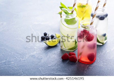 Variety of cold drinks in small bottles Foto d'archivio © 