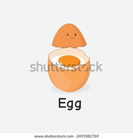 Egg Cartoon Vector Illustration for Kids Learning, Posters, Cards, and Sublimation Prints on White Background