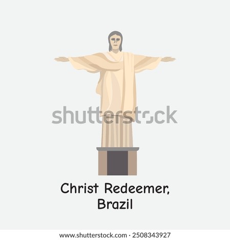 Christ the Redeemer Brazil Iconic Landmark Vector Illustration