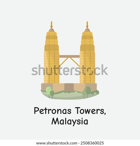 Petronas Towers Malaysia Iconic Vector Landmark Illustration