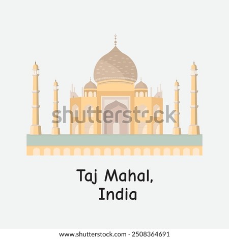 Taj Mahal India Iconic Landmark Vector Illustration Design