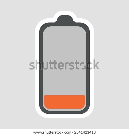 Low Battery Status Vector Illustration Sticker – Power Icon for Tech and Energy Awareness, ideal for tech guides, planners, and energy-saving themes