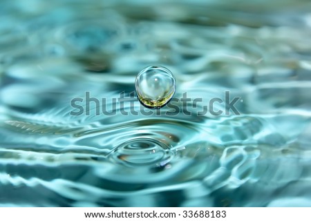 Fresh clear water with reflection of grape.