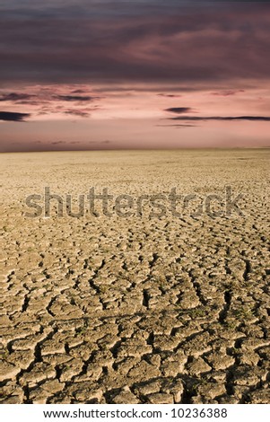Dry lake during sunset