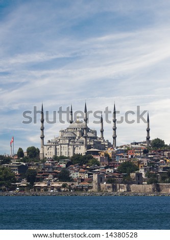 The blue mosque and the bosphorus in Istanbul Turkey