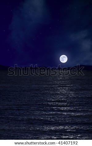 Full moon and the sea