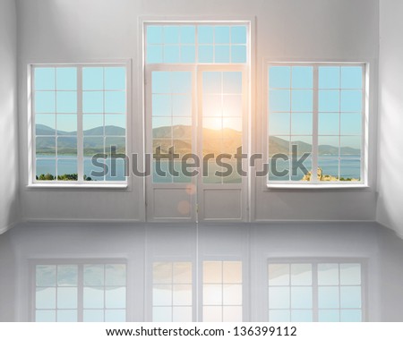 French windows with wonderful lake view