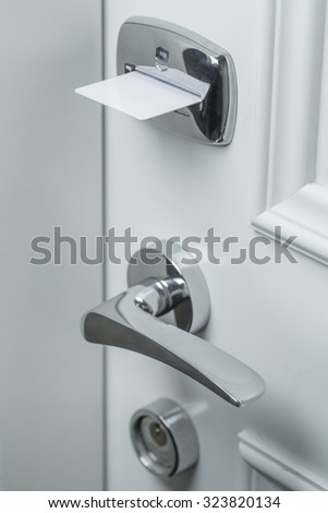 Hotel door with magnetic lock macro