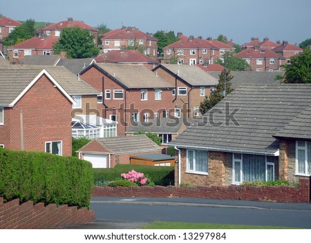 Typical English housing estate in Scarborough, England.