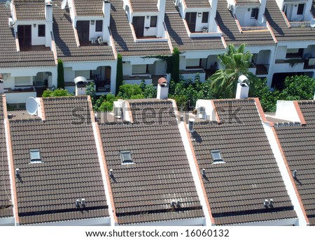 Rooftops of Spanish houses, Calella, Spain.