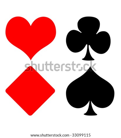 Set Of Four Playing Card Suits, Hearts, Clubs, Diamonds And Spades ...