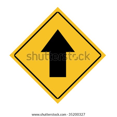 Black Silhouette Of Arrow Pointing Forward On Road Sign, Isolated On ...