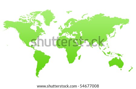 Green Gradient Two Dimensional Map Of World, Isolated On White ...