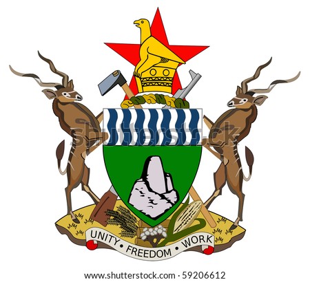 Zimbabwe Coat Of Arms, Seal Or National Emblem, Isolated On White ...