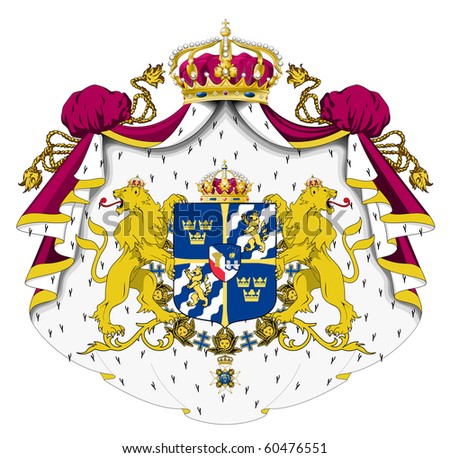 Sweden Coat Of Arms, Seal Or National Emblem, Isolated On White ...