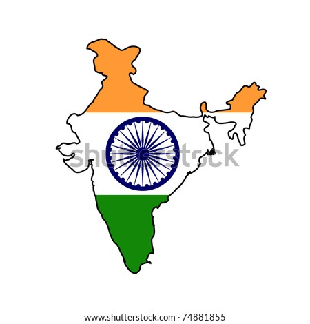 Illustration Of The India Flag On Map Of Country; Isolated On White ...