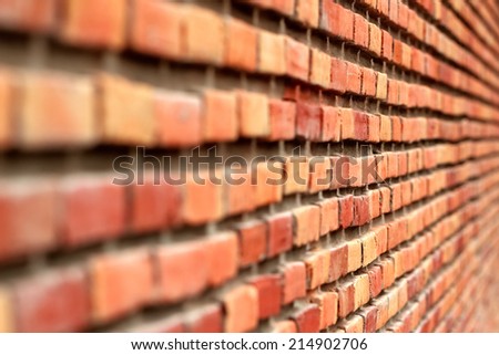 Brick wall Perspective Background, Focus on Center in Natural Color