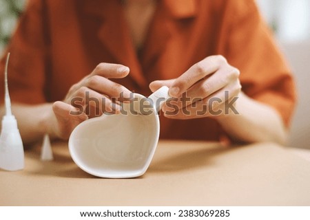 Similar – Image, Stock Photo unrecognizable person cracking an egg in a bowl