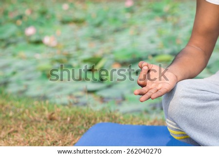Close-up of palm of meditating man